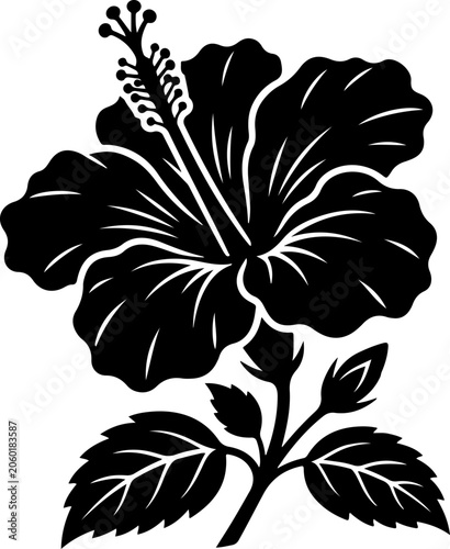 Tropical hibiscus flower silhouette