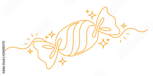 Tableau sur toile Wrapped candy symbolizing trick or treat traditions, Halloween parties, and festive enjoyment, hand drawn vector outline illustration