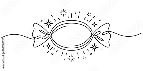 Tableau sur toile Wrapped candy symbolizing trick or treat traditions, Halloween parties, and festive enjoyment, hand drawn vector outline illustration