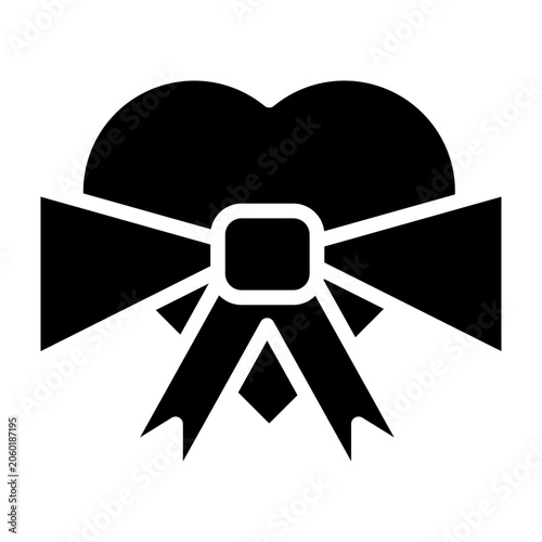 Valentine Ribbon Vector Glyph Icon Design