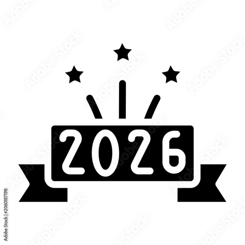 New Year Banner Vector Glyph Icon Design