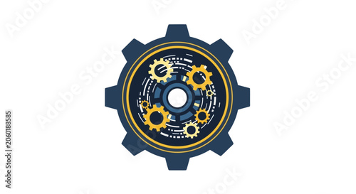 Abstract Industrial Gear Mechanism Illustration Representing Teamwork, Synergy, and System Integration