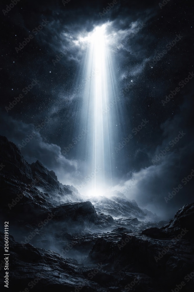 Fototapeta premium Mystical light beams from sky