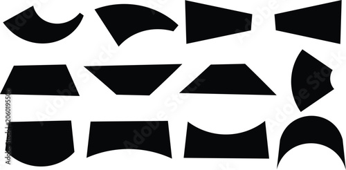 Canvastavla Abstract black shapes collection silhouette on a white background for design