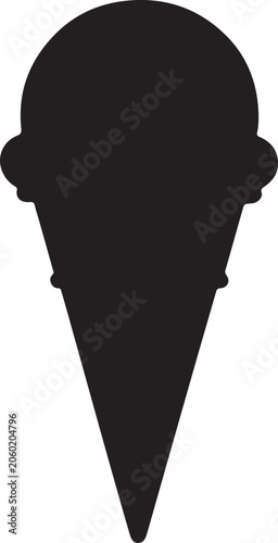 Black Ice Cream, Frozen Dessert, Sweet Treat, Vector Icon