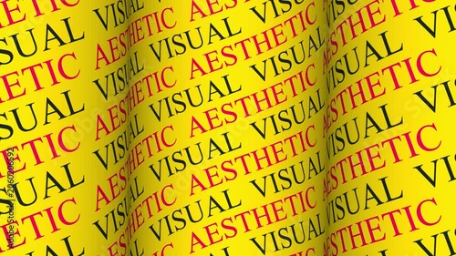 Animated Yellow Fabric Textile with Bold Black and Pink Repeating Word Pattern