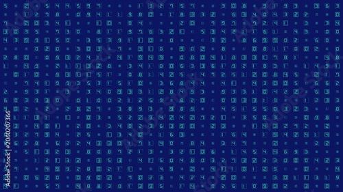 Digital Binary Numbers Grid Background in Blue Technology Pattern