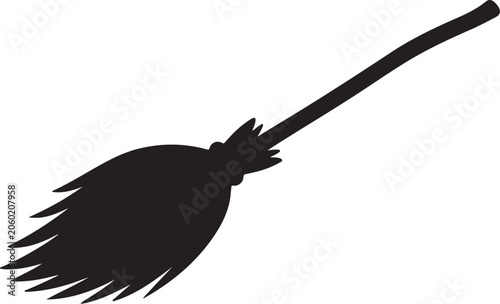 Broom, Cleaning, Black Icon, Vector Broomstick