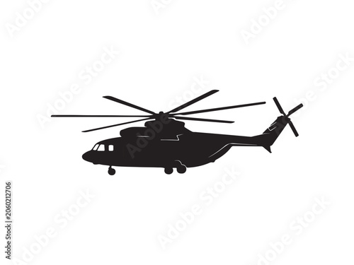 Military transport helicopter silhouette vector with helicopter military transport