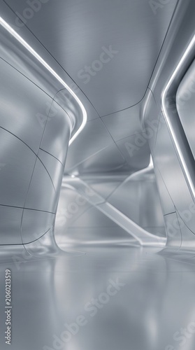 Clean minimalist futuristic corridor architecture design for station or lab.