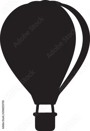 Hot Air Balloon, Black Icon, Travel Symbol, Vector Illustration