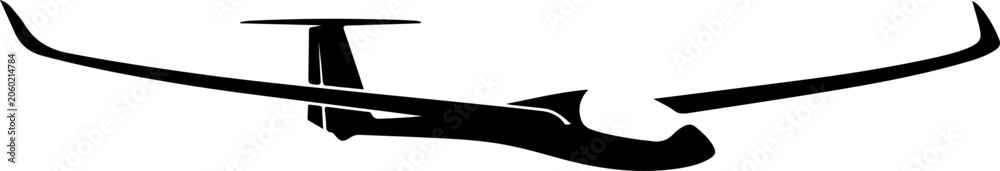 Obraz premium Glider, sailplane, aircraft silhouette, vector, black, minimalist design