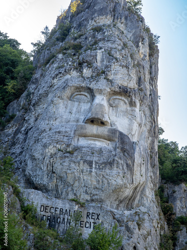 Statue of Decebalus in the Danube river, Romania