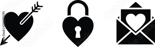 Valokuva Set of romance symbols representing affection, commitment, protection, and heartfelt communication themes