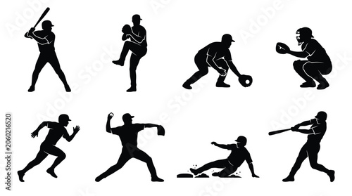 Foto Wrestling and Baseball Sports Action Silhouette Collection