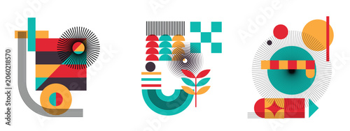 Fotografie Abstract geometric wall art vector set