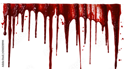 Red viscous liquid dripping down, blood texture