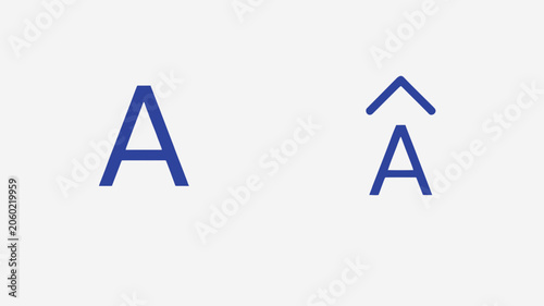 Comparison of blue typographic letters featuring a standard uppercase A and an A with a circumflex accent