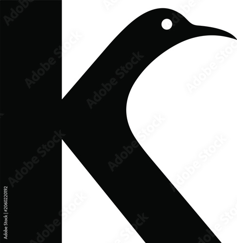 Letter K Bird Logo Design with Creative Avian Alphabet Symbol for Modern Branding, Business Identity, and Corporate Marketing Projects