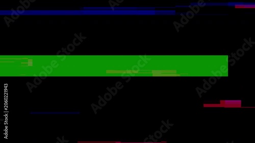 Abstract digital glitch effect overlay video with horizontal signal distortion and chromatic aberration for video editing background
