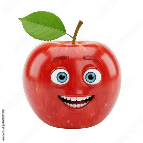 A red apple with a happy face
