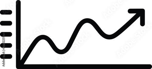 Business Growth Analytics Chart Icon with Upward Trend Line and Performance Graph for Finance, Statistics, and Data Analysis Designs