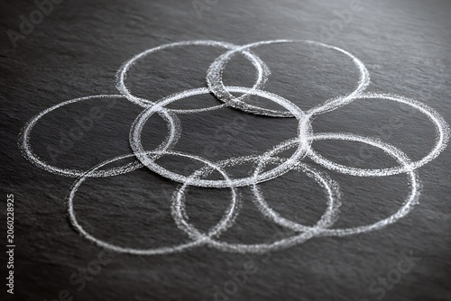 chalk sketch of connecting circles
