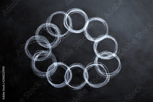 chalk sketch of connecting circles