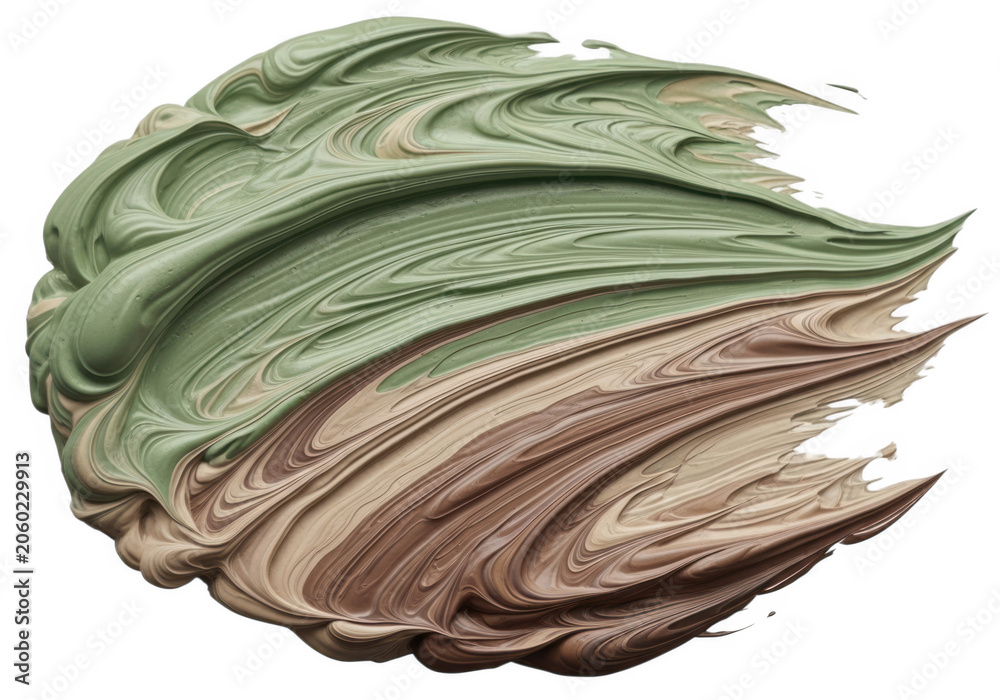 Obraz premium A swirl of green and brown cream