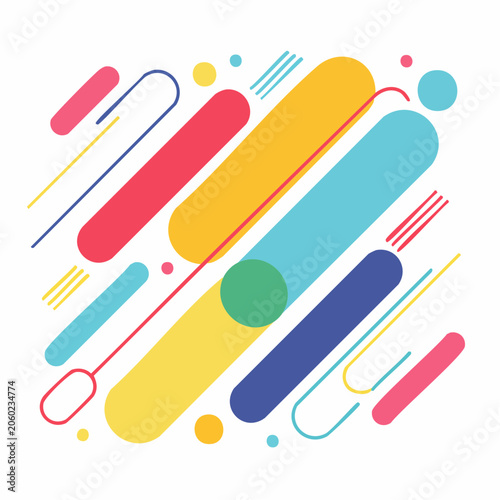 Abstract Geometric Shapes with Rounded Corners in Vibrant Colors
