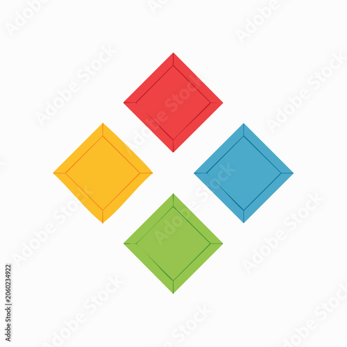 Four Colorful Diamond Shapes Arranged in a Cross