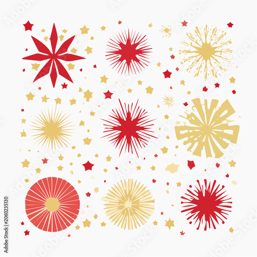 Red and Gold Starbursts and Stars Pattern
