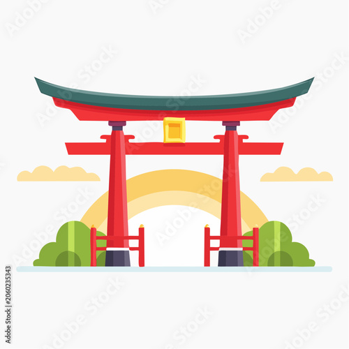 Traditional Japanese Torii Gate Illustration