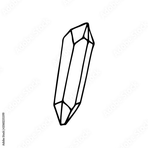 Hand drawn magical crystal vector line doodle illustration
