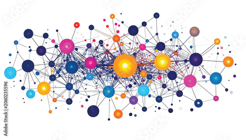 Colorful Network Connections and Nodes.
