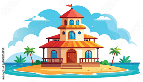 Colorful Island Beach House Architecture.
