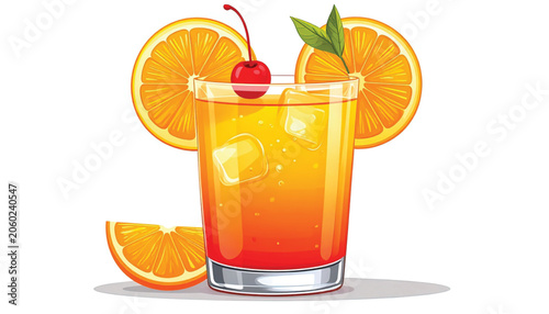 Colorful Orange Cocktail Drink.