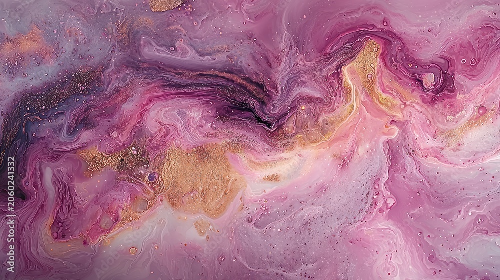 Fototapeta premium Abstract swirls with pink, gold & white colors