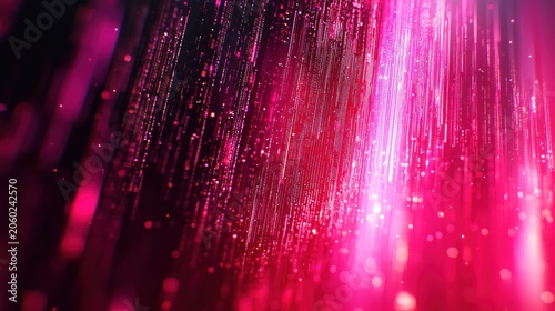 Abstract vibrant magenta lines and particles