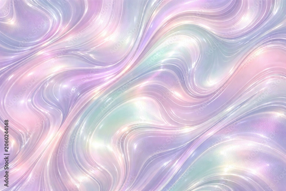 Obraz premium Iridescent Pastel Fluid Marble Background with Metallic Shimmer and Abstract Swirling Texture