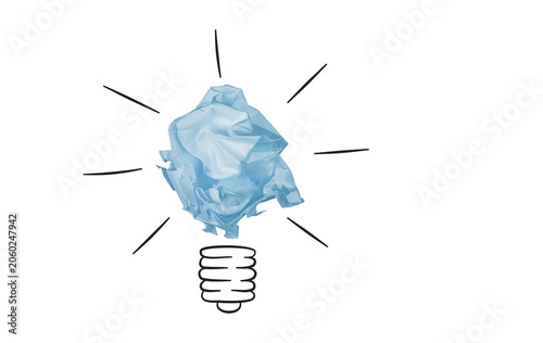 Creative representation of a fresh idea emerging from discarded paper. Great visual for psychology blogs, educational materials, final exams, and critical thinking development