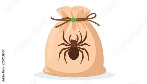Brown Spider on Drawstring Bag.