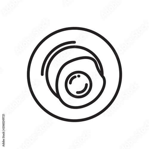 Vector fried egg icon. Flat illustration of fried egg isolated on white background. Icon vector illustration sign symbol.