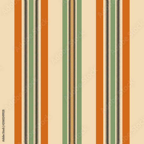 Vintage Retro Vertical Stripe Seamless Pattern with Orange, Green, and Cream. Striped Pattern Template for Wallpaper, Textile, Fabric pattern, book cover, Background, abstract, and wrapping paper