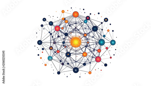 Colorful Network Connections Web Graphic Design.