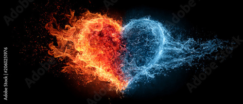 Heart Shape Made of Fire and Water