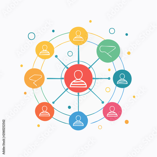 Network of People and Communication Icons