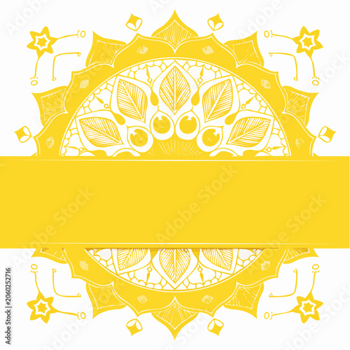 Yellow Mandala with Copy Space