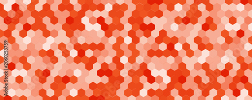 Abstract hexagon background, modern horizontal orange and red honeycomb pattern banner vector illustration
