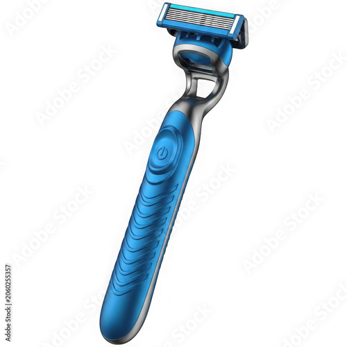 Blue razor with silver handle